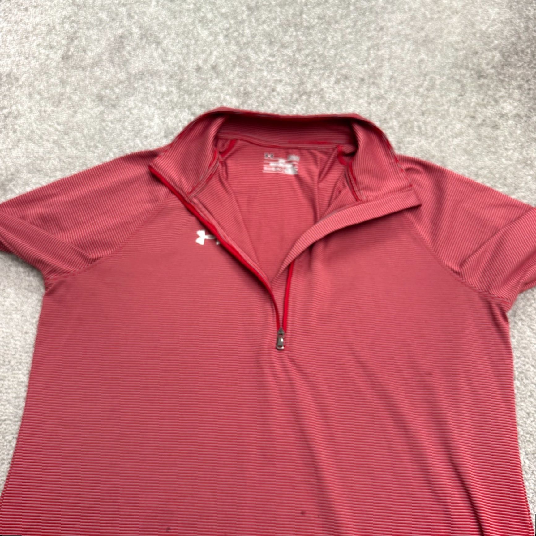 Under Armour Under Armour HeatGear Jacket Shirt Mens L Red Striped 1/4 Zip Loose Fit All Seasons Breathable Mid-Length CrossFit Hiking Sports Athleisure Size US L / EU 52-54 / 3 - 4 Thumbnail