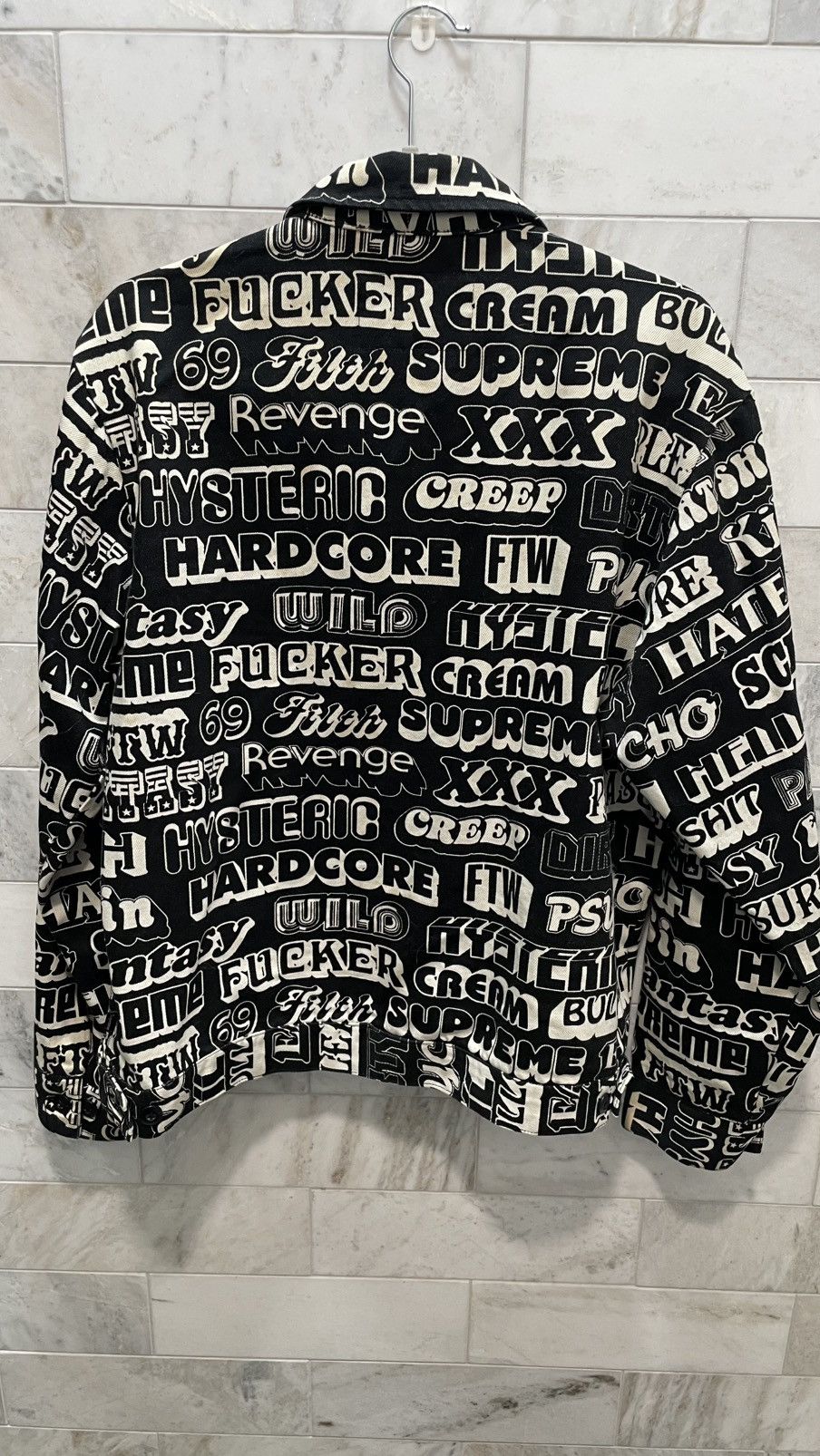 Hysteric Glamour × Supreme SUPREME X HYSTERIC GLAMOUR 2017 TEXT WORK TRUCKER JACKET Size US M / EU 48-50 / 2 - 2 Thumbnail
