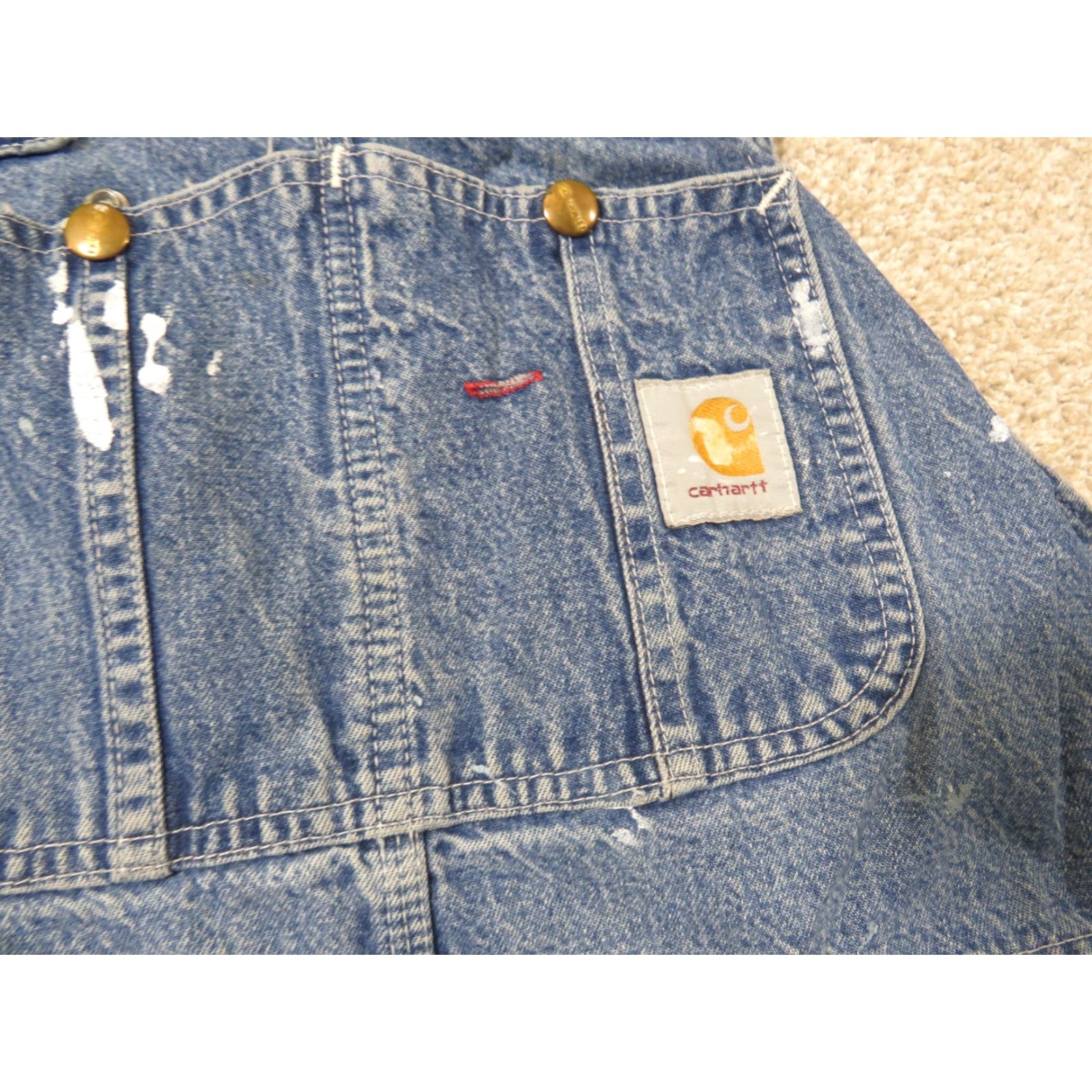 Carhartt VINTAGE Carhartt Bib Overalls Denim Carpenter 40x29 Blue USA Logos 5-Pocket Size US 40 / EU 56 - 5 Thumbnail