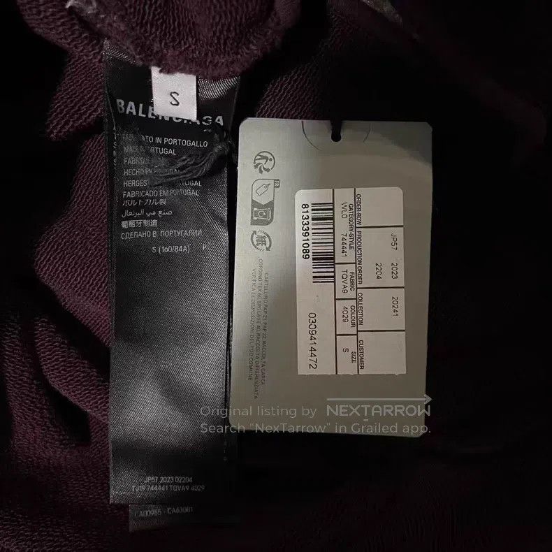 Balenciaga Balenciaga Burgundy Faded Tape Sweatshirt Size US S / EU 44-46 / 1 - 4 Thumbnail