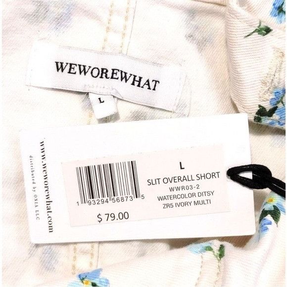 WeWoreWhat Revolve WeWoreWhat Slit Overall ShortsWatercolor Ditsy Ivory Size 34" / US 12 / IT 48 - 7 Thumbnail