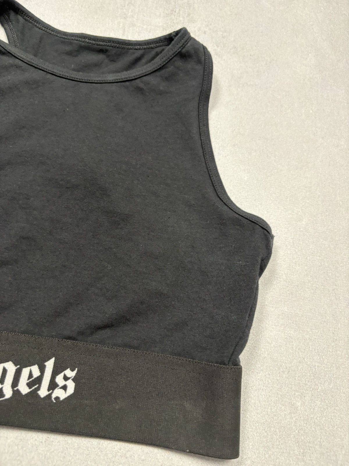 Palm Angels Palm Angels Elastic Logo Crop Top Black Athletic Sport Gym S Size S / US 4 / IT 40 - 2 Thumbnail