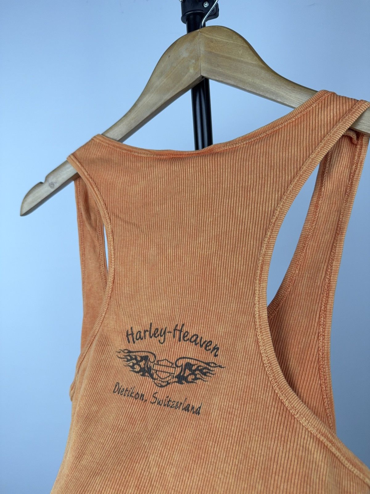 Harley Davidson 2007 Harley-Davidson Flame Ribbed Tank Y2K Biker Top Size XL / US 12-14 / IT 48-50 - 11 Thumbnail