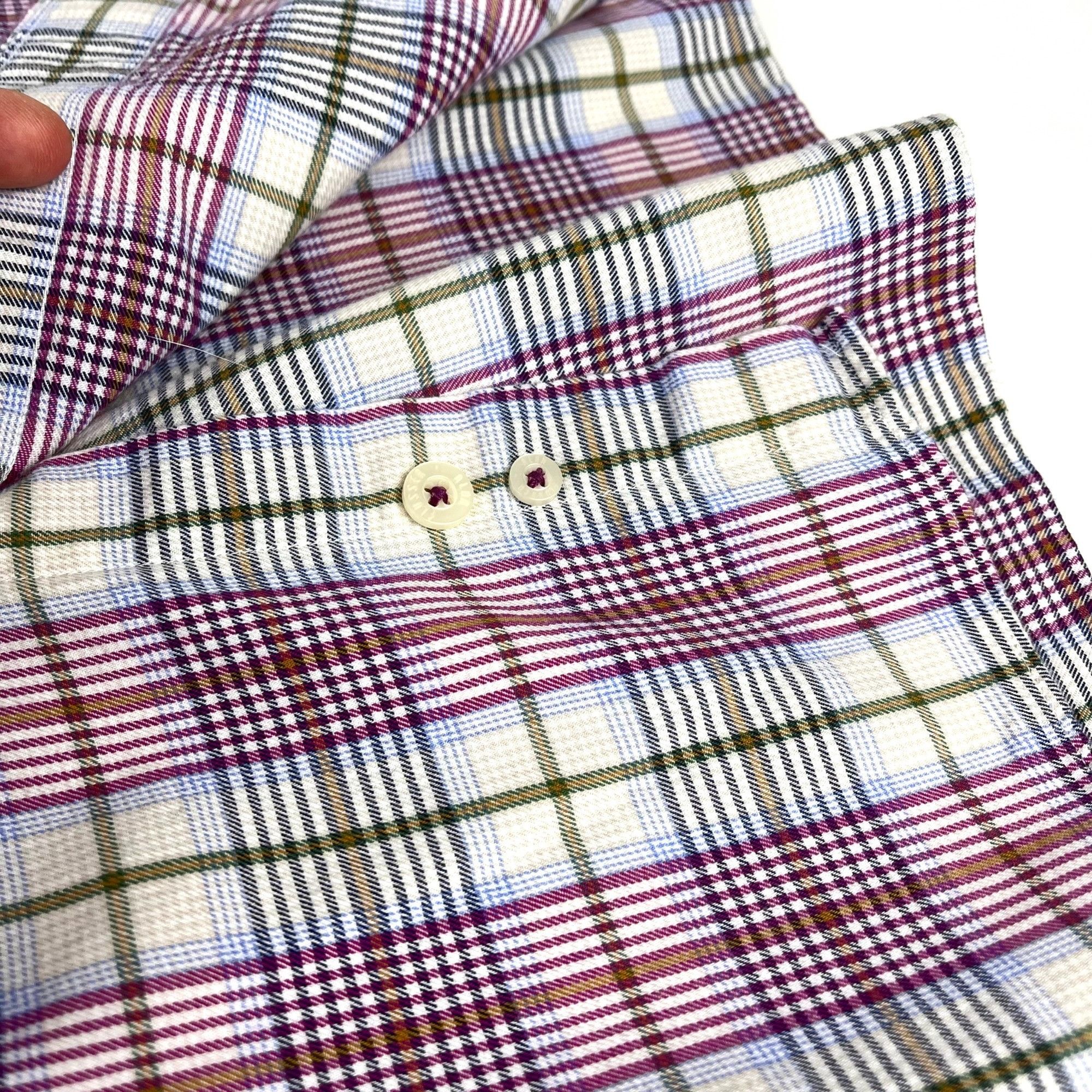 Alan Flusser Alan Flusser Men's Dress Shirt Purple Plaid Cotton Button-Fr Size US L / EU 52-54 / 3 - 4 Thumbnail
