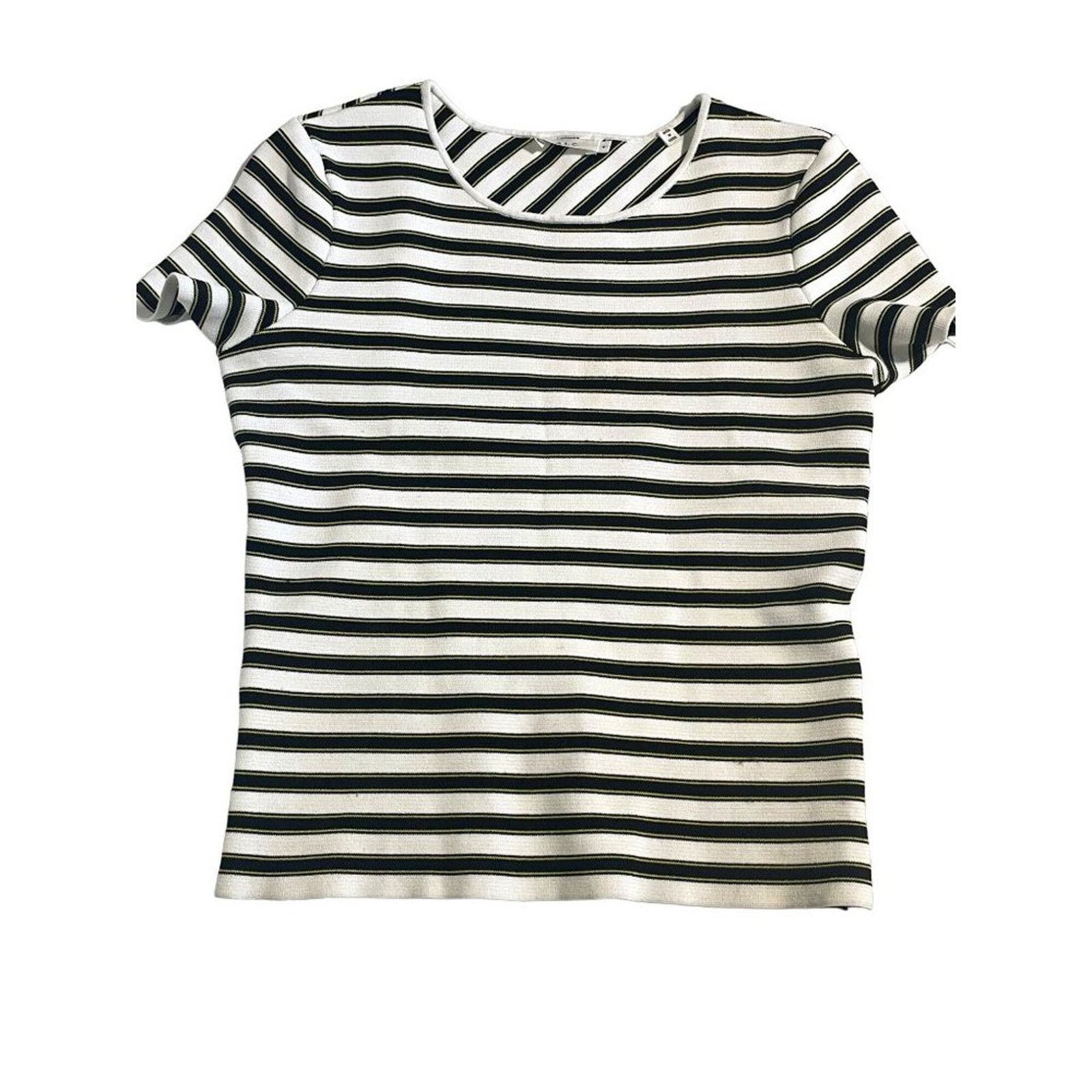 A.L.C. A.L.C Top Pullover White Black and Gold Short Sleeves Small Size S / US 4 / IT 40 - 3 Thumbnail