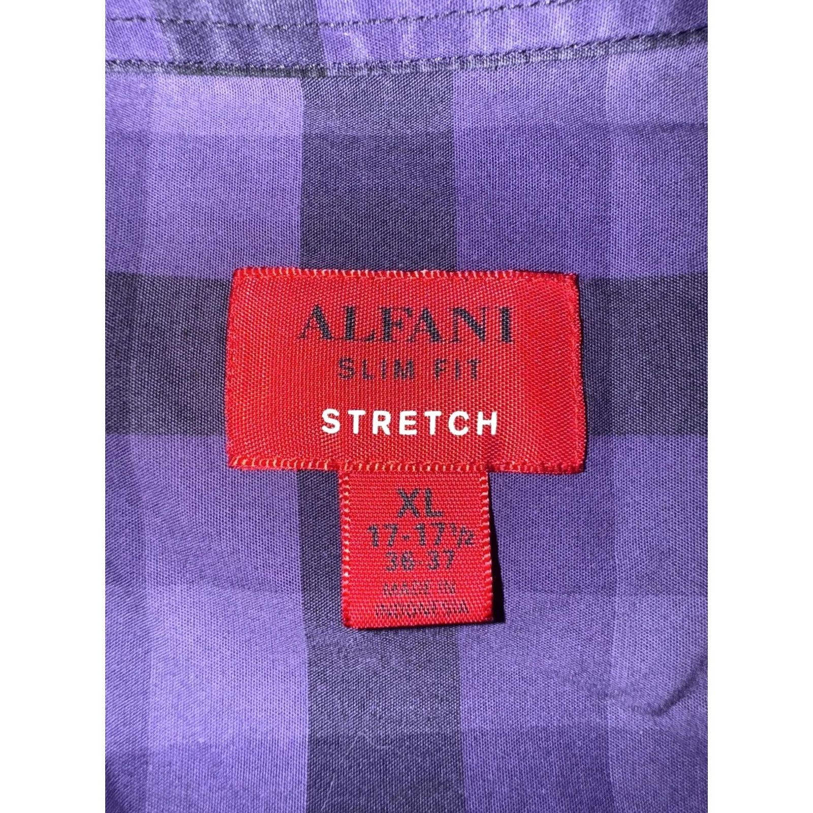 Alfani Alfani Men's Button-Up Shirt XL Purple Plaid Slim Fit Stretch Long Sleeve Button-Down Collar mens XL Purple Plaid Shirt Size US XL / EU 56 / 4 - 3 Thumbnail