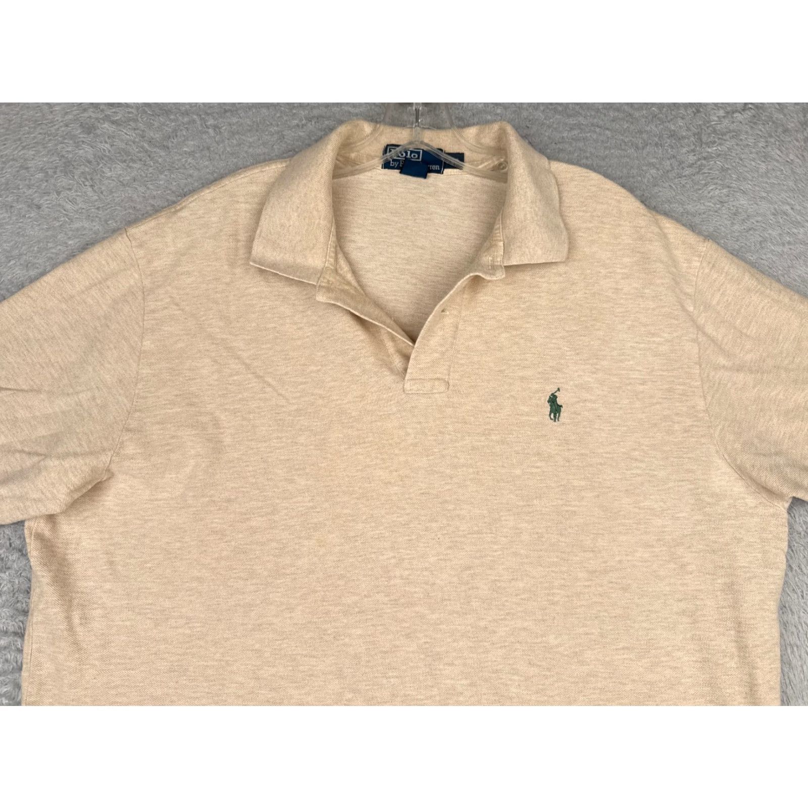 Ralph Lauren VINTAGE Ralph Lauren Polo Shirt Men 2XL Beige Short Sleeve 100% Cotton, Slim Fit, Logo, Button, Collared, Knit, Regular Size, 80s Golf Theme, Mens Size US XXL / EU 58 / 5 - 4 Thumbnail
