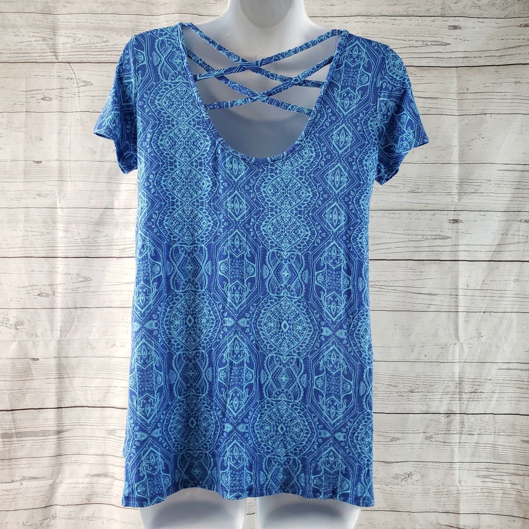 Vintage Papermoon Womens Top Size S Blue Short Sleeve Strappy Back T-Shirt Size S / US 4 / IT 40 - 3 Thumbnail