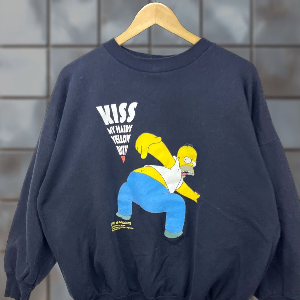 Vintage VINTAGE Homer Simpson Sweatshirt Mens L Black 90s Pullover Knit Cotton Long Sleeve Sweatshirt ladies? Size US L / EU 52-54 / 3 - 1 Thumbnail