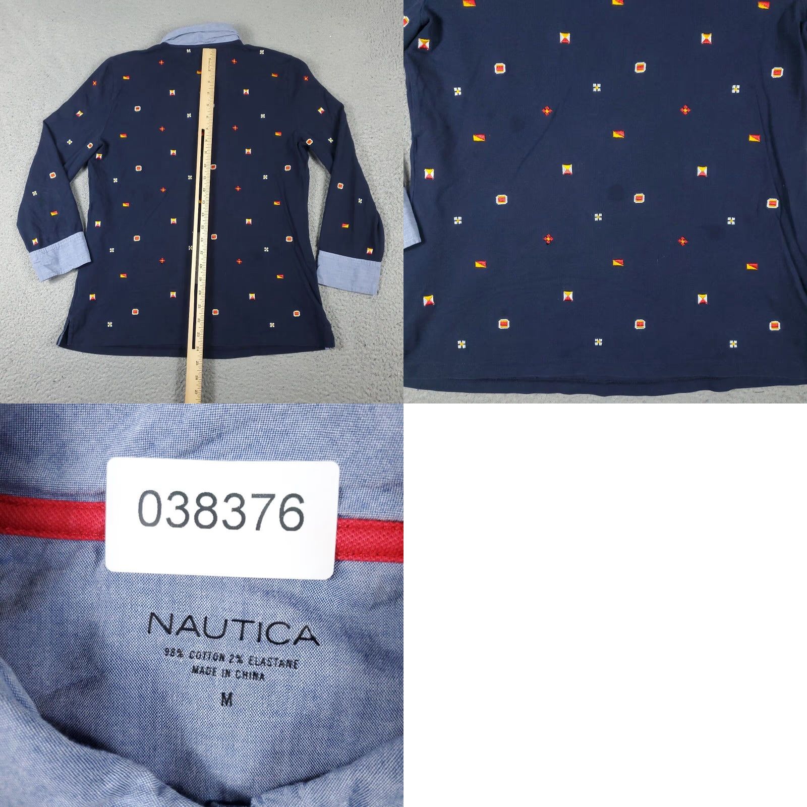 Nautica Nautica Womens Polo Shirt Blue Medium Long Sleeve Collared Button Front Cotton Size M / US 6-8 / IT 42-44 - 8 Thumbnail