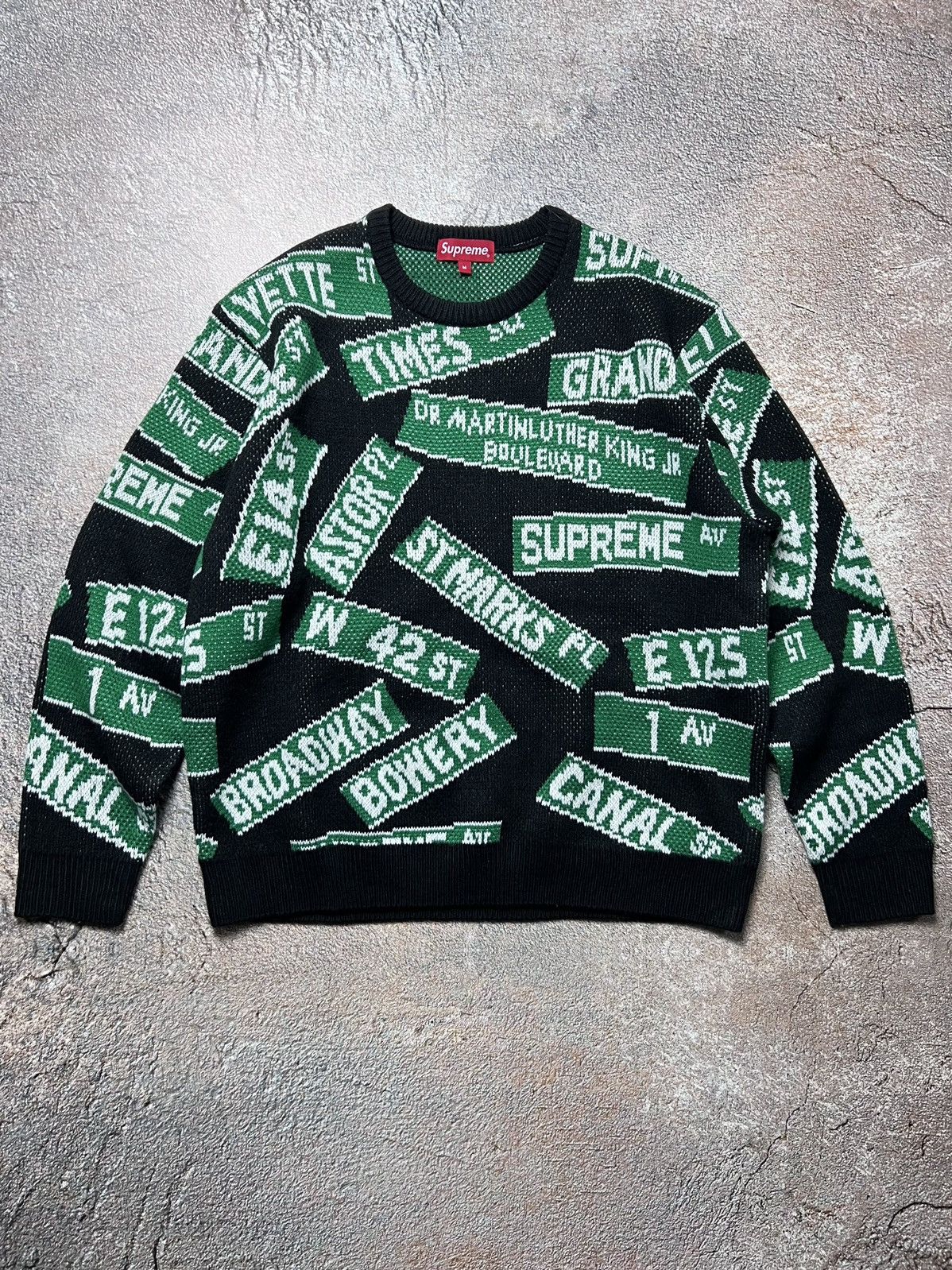 Supreme y2K Supreme Street Signs Sweater NWOT Japan skate style