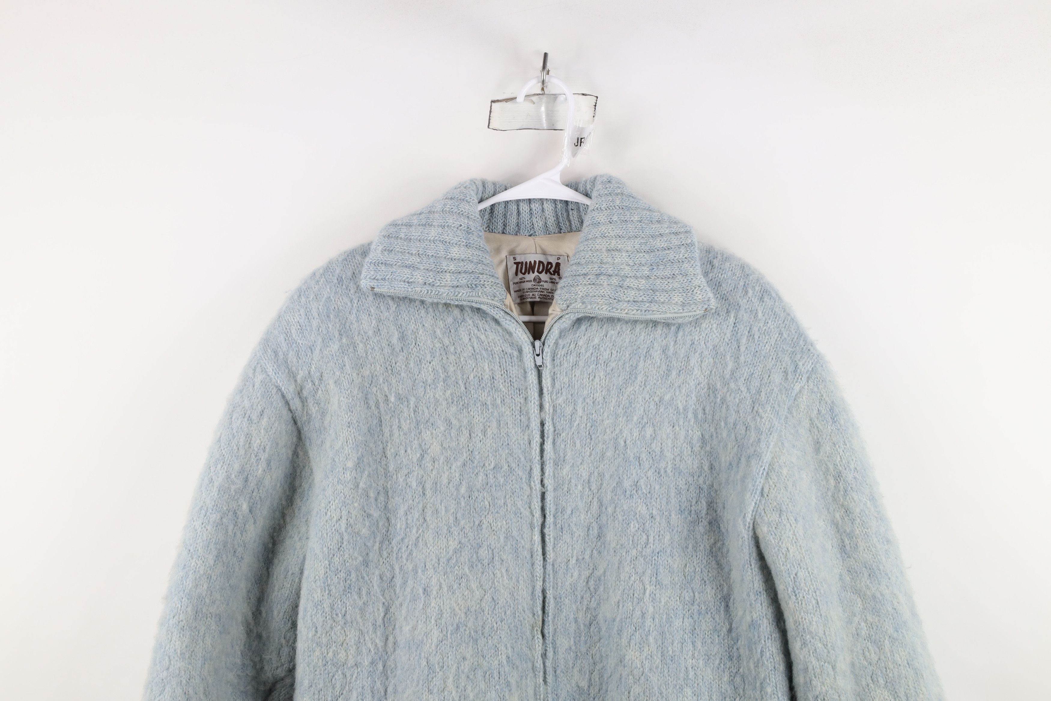 Vintage Vintage 60s 70s Streetwear Wool Full Zip Jacket Light Blue Size S / US 4 / IT 40 - 2 Thumbnail