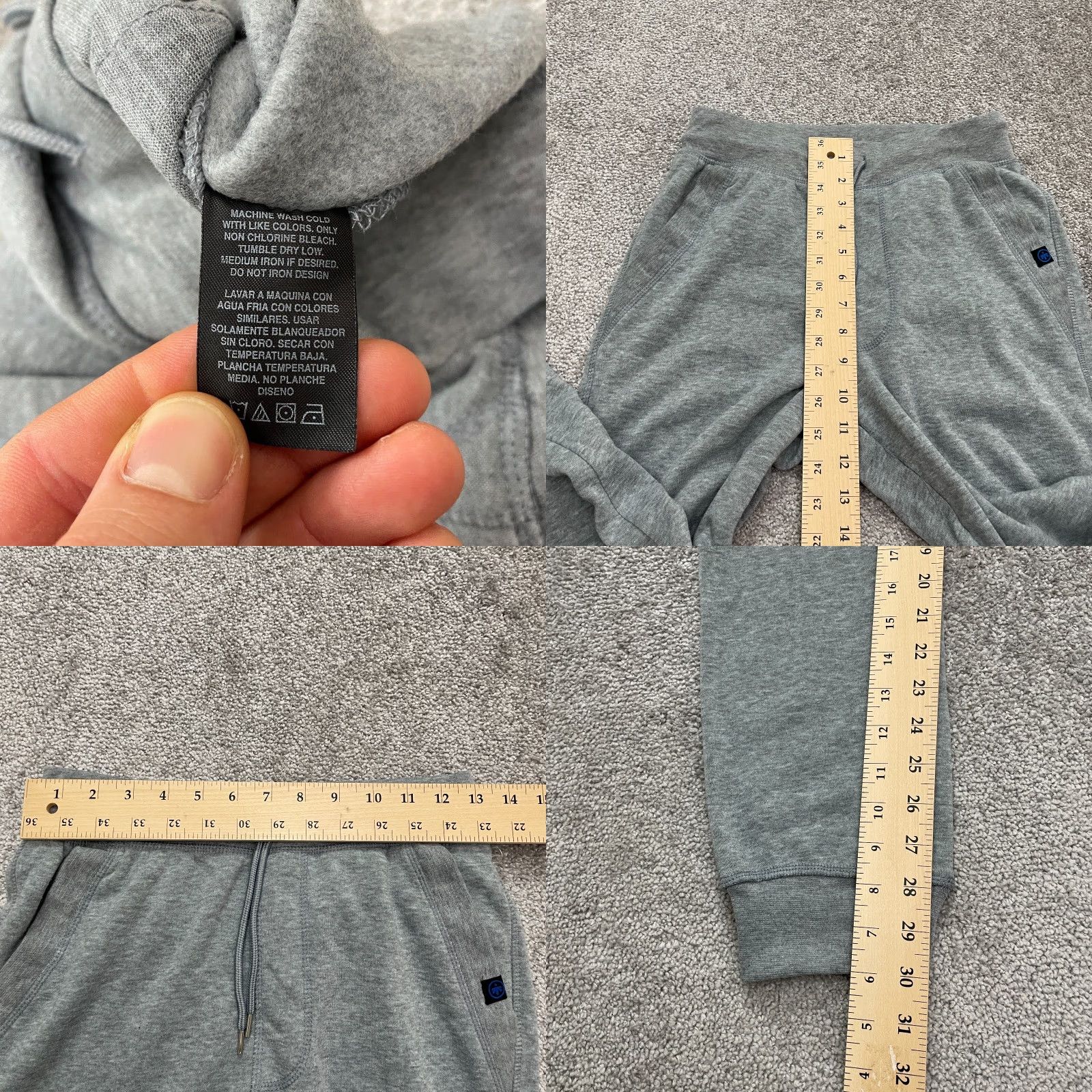 Vintage Monument Mens Small Gray Tapered Sweatpants Jogger 26x30 Active Casual Fleece Polyester Size US 29 - 8 Thumbnail