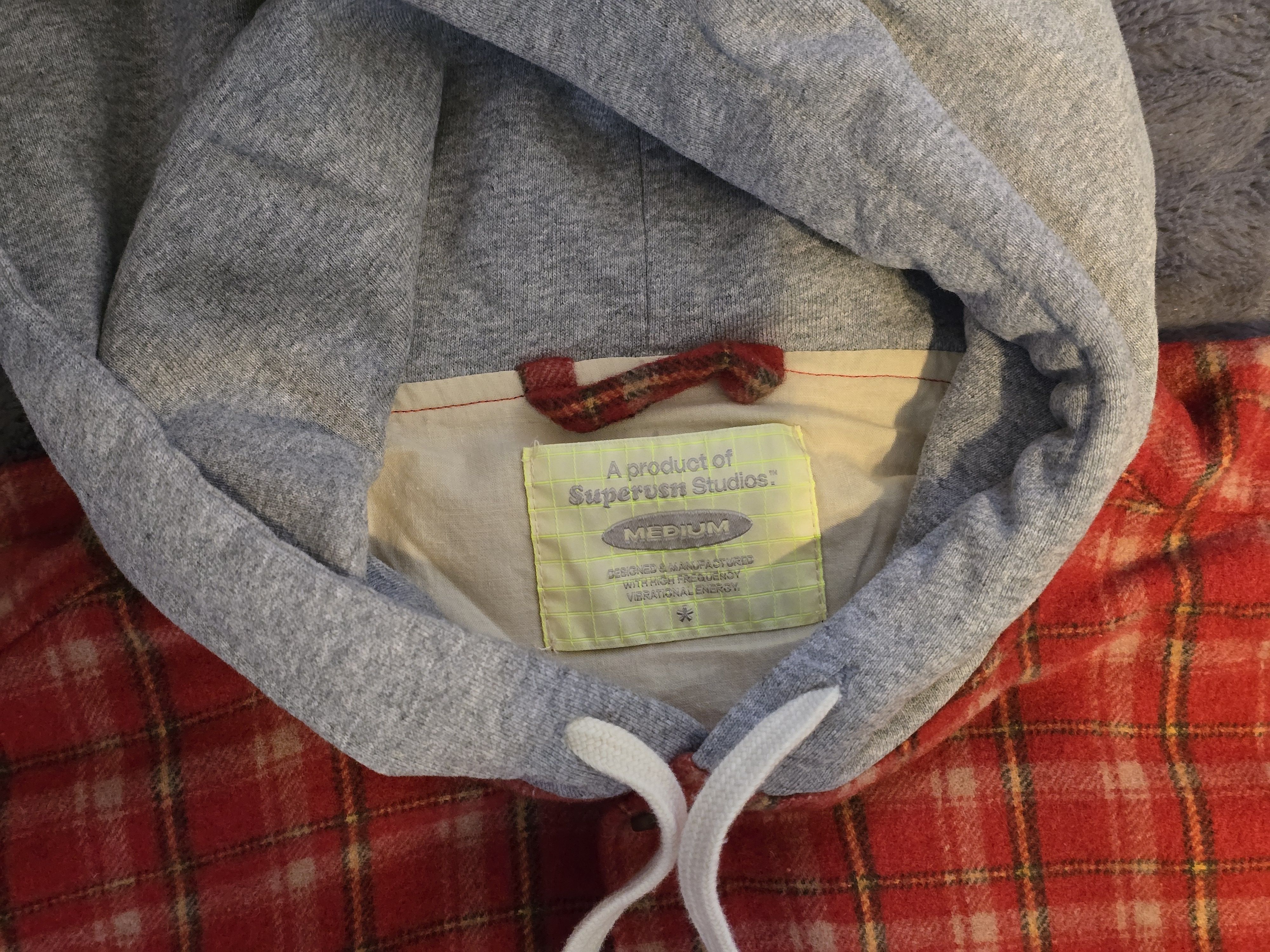 Supervsn SuperVSN Button Flannel Hoodie – Bright Red, Men’s Medium Size US M / EU 48-50 / 2 - 4 Thumbnail