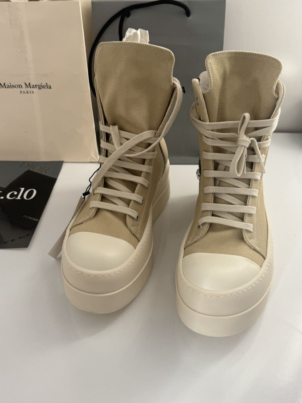 Rick Owens Drkshdw ⛔️Rick owens ramones double bumper drkshdw beige high 38.5 Size US 8.5 / IT 38.5 - 2 Thumbnail