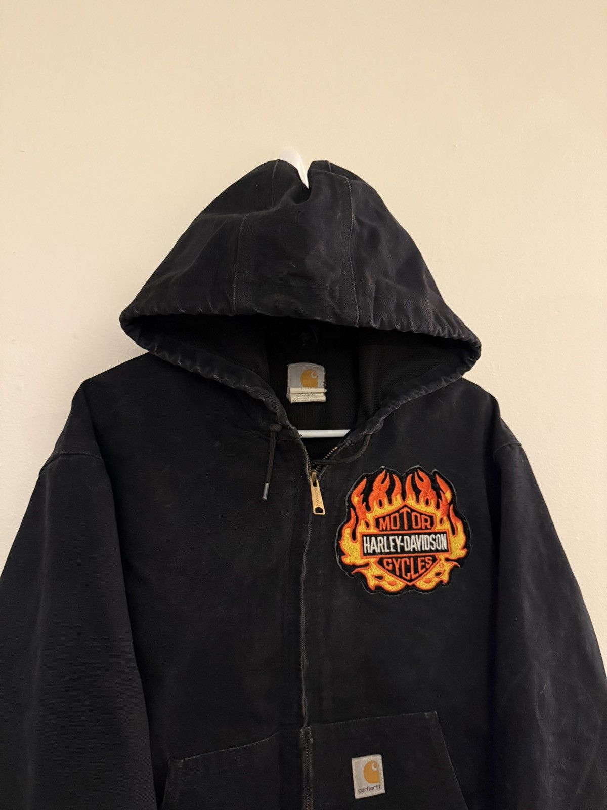 Carhartt Vintage Carhartt Harley Davidson Black Flame Hooded Jacket Size US L / EU 52-54 / 3 - 4 Thumbnail