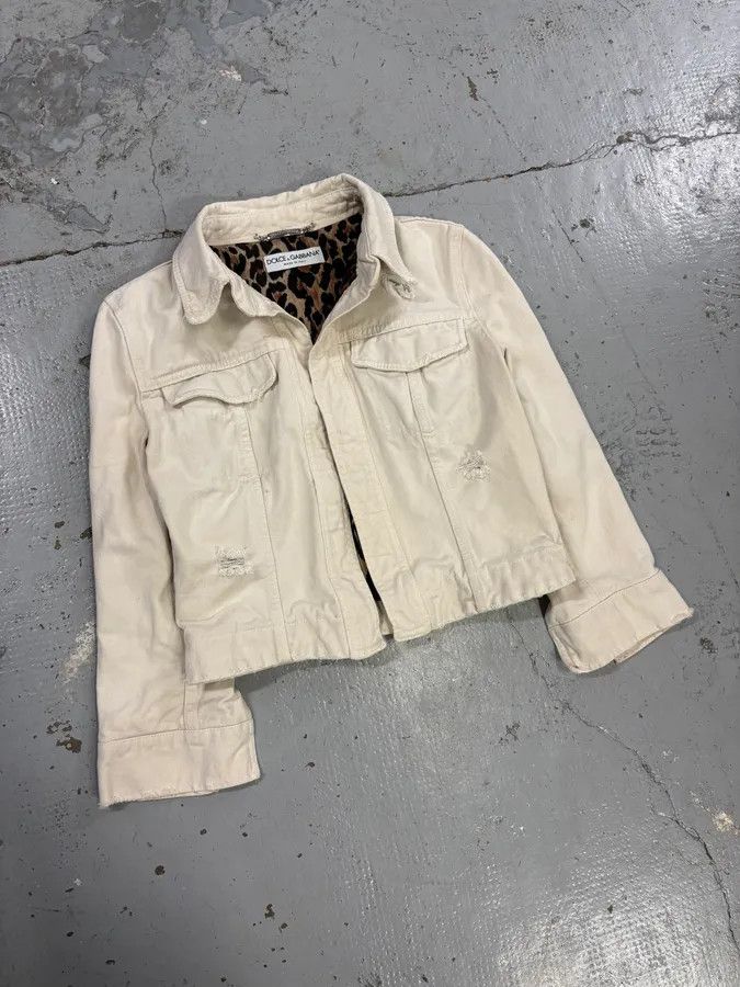 Dolce & Gabbana SS1999 Dolce & Gabbana Cream Light Denim Jacket Size XS / US 0-2 / IT 36-38 - 4 Thumbnail