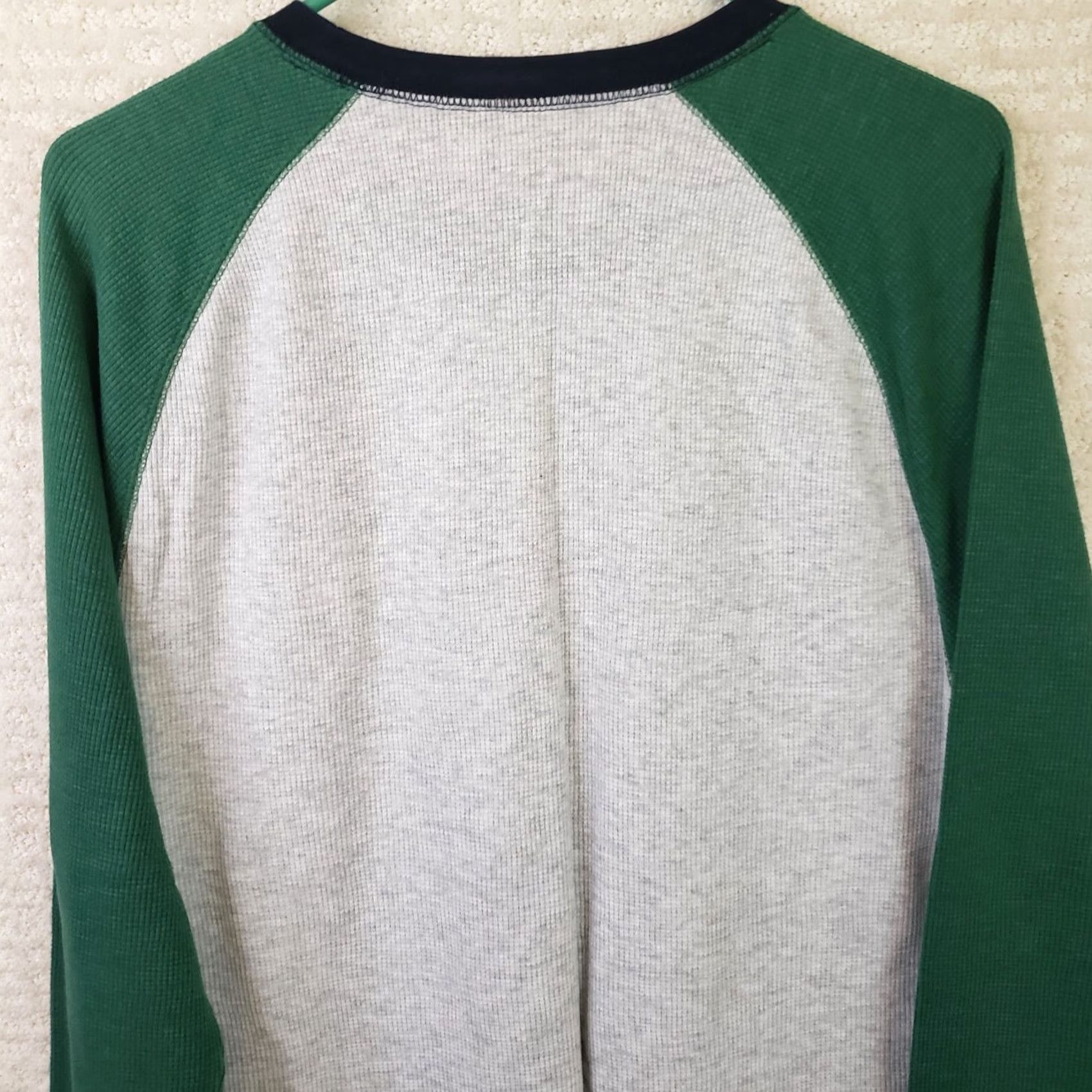 Old Navy Old Navy Shirt Men's L Gray Green Waffle Knit Thermal Baseball Style Crew Neck Long Sleeve T-Shirt Size US L / EU 52-54 / 3 - 7 Thumbnail