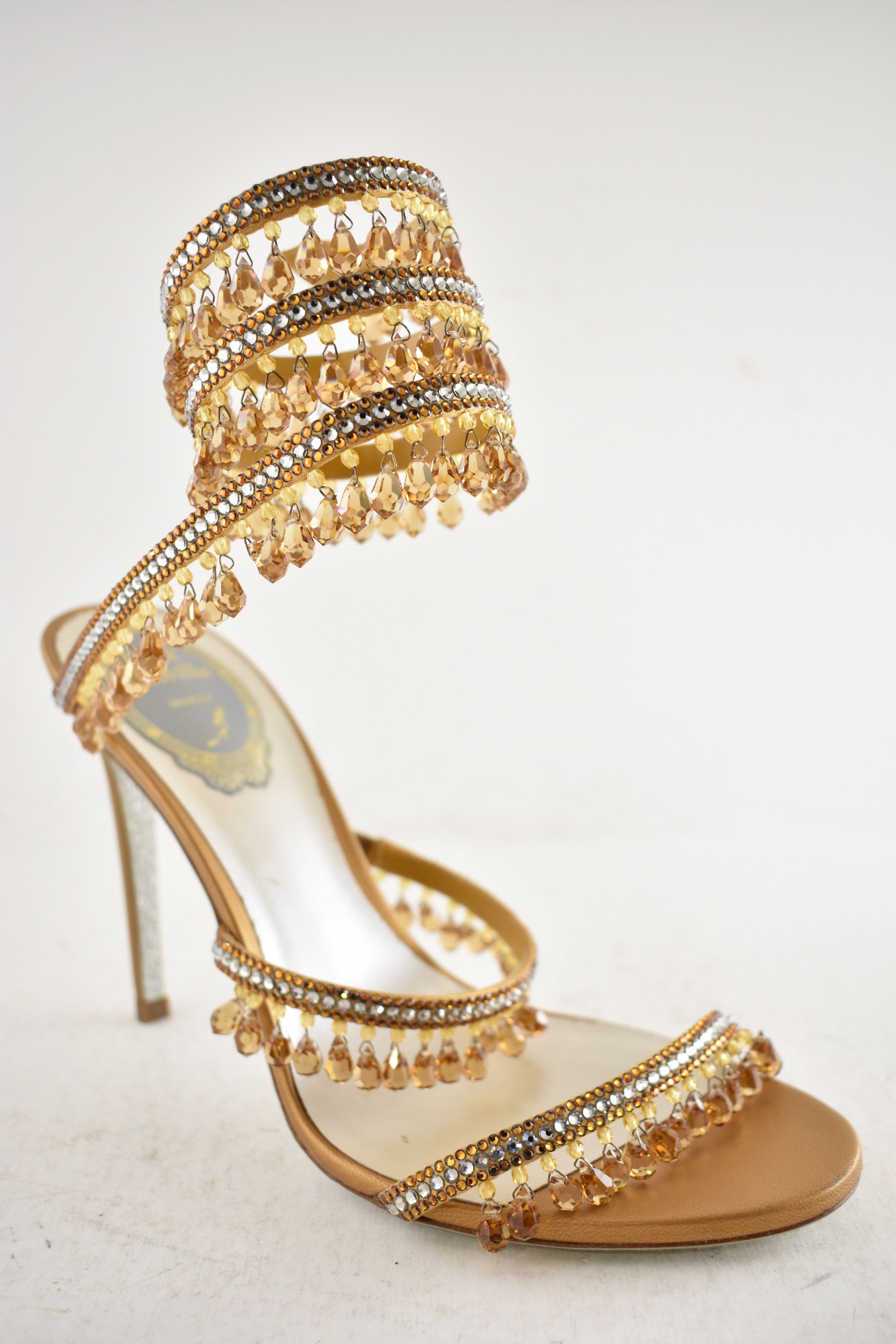 Rene Caovilla Chandelier Amber Strappy Ankle Wrap Sandal Heel Pump 36 Size US 6 / IT 36 - 5 Thumbnail