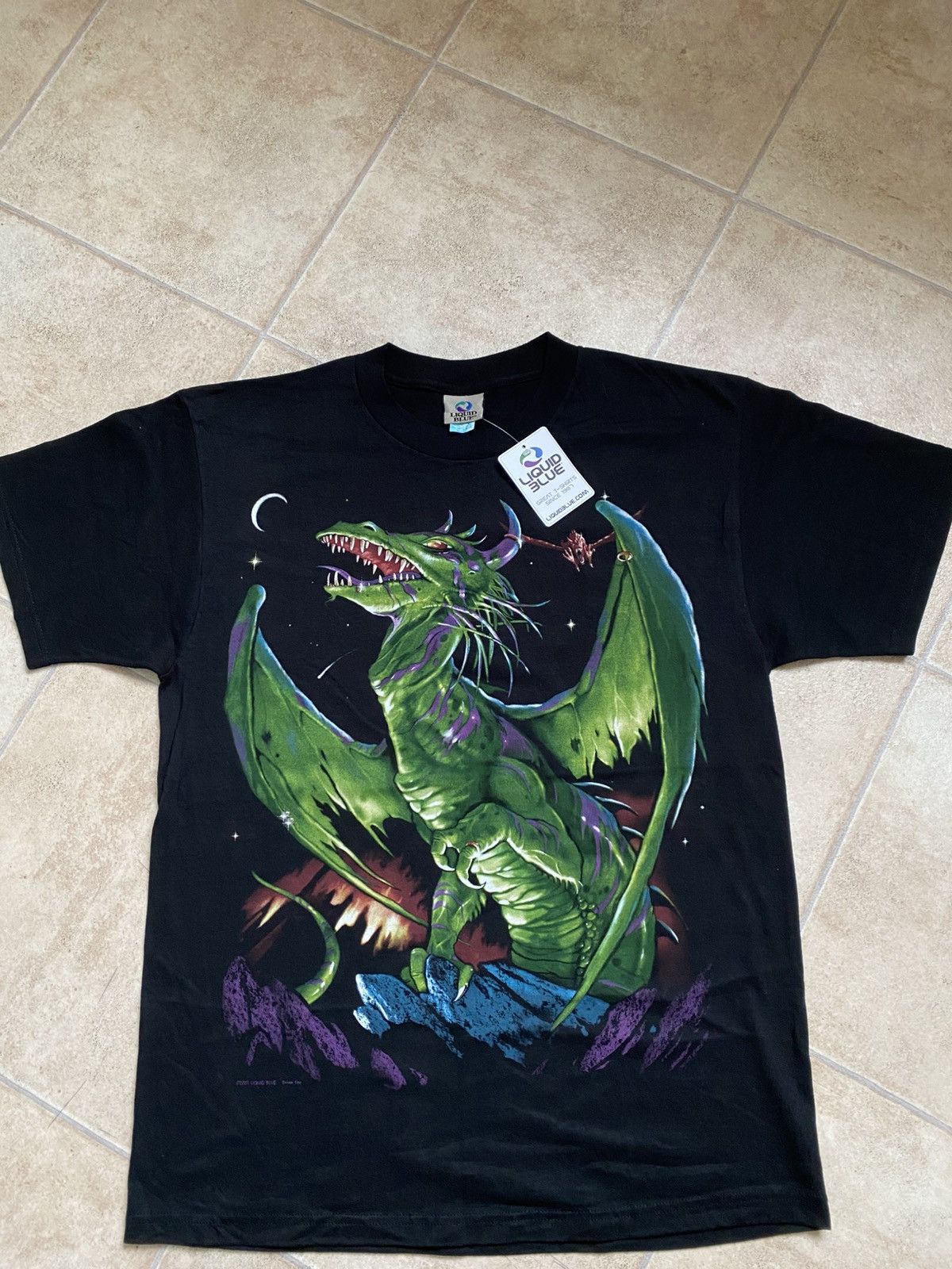 Japanese Brand × Liquid Blue × Vintage Liquid Blue Rare 90s tee Green Dragon 2side Print Size US L / EU 52-54 / 3 - 1 Thumbnail