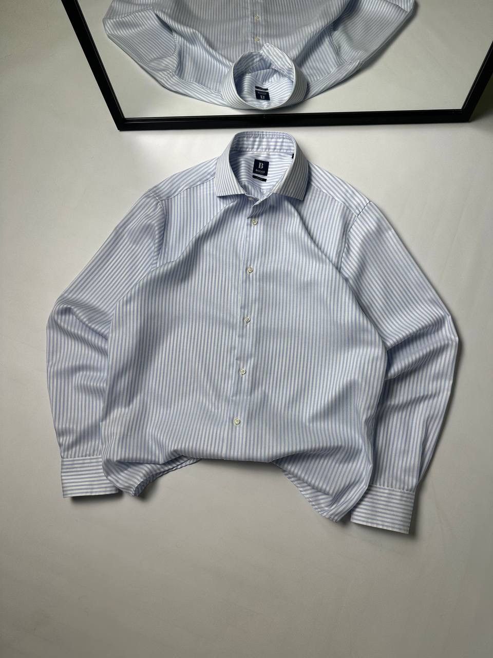 Boggi Milano Striped 90s OldMoney Vibe Blue Shirt Button Up