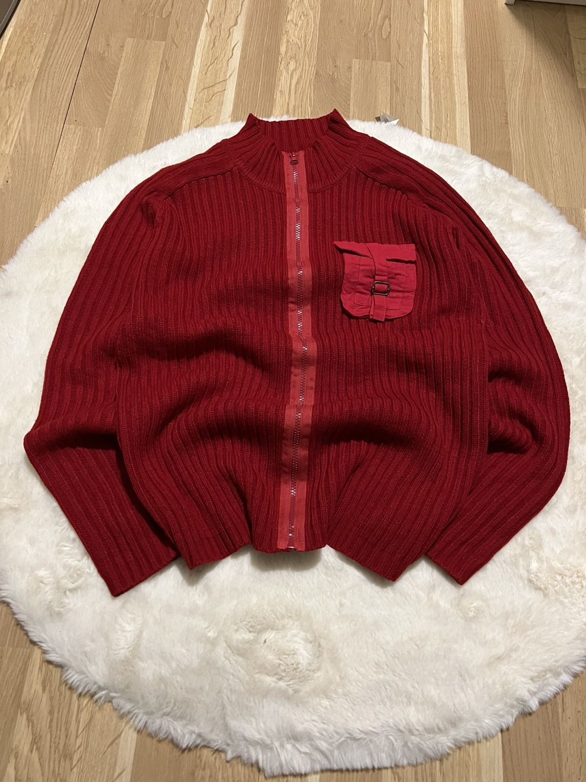 Vintage striped sweater diesel style red gothic punk 2000s