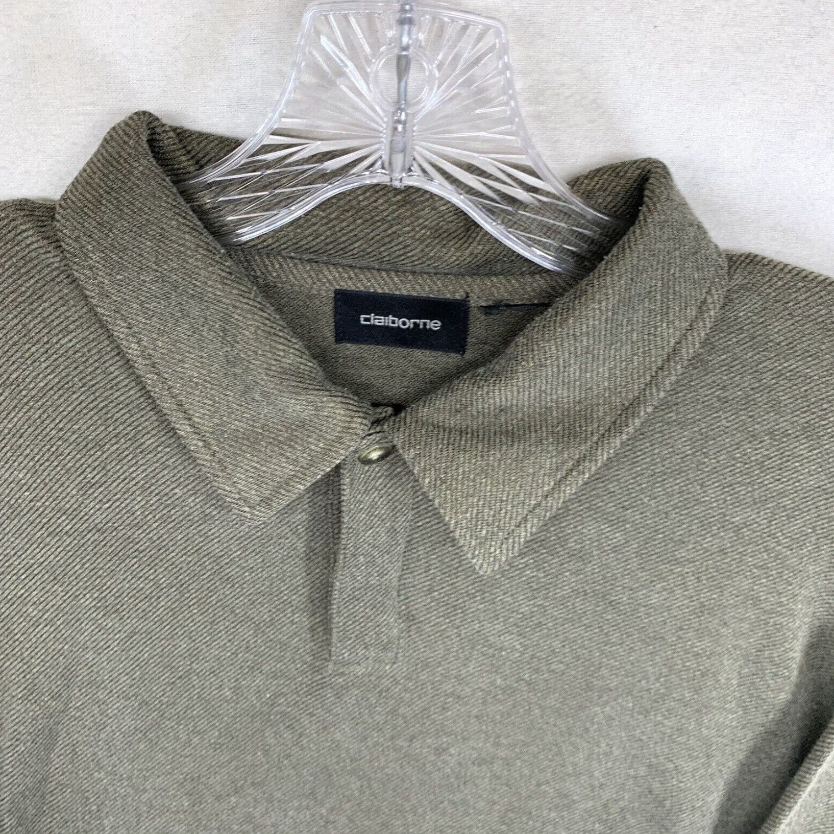 Liz Claiborne VINTAGE Claiborne Men’s Henley Shirt Long Sleeve Cotton Knit Olive Green Large Casual All Seasons Size US L / EU 52-54 / 3 - 4 Thumbnail