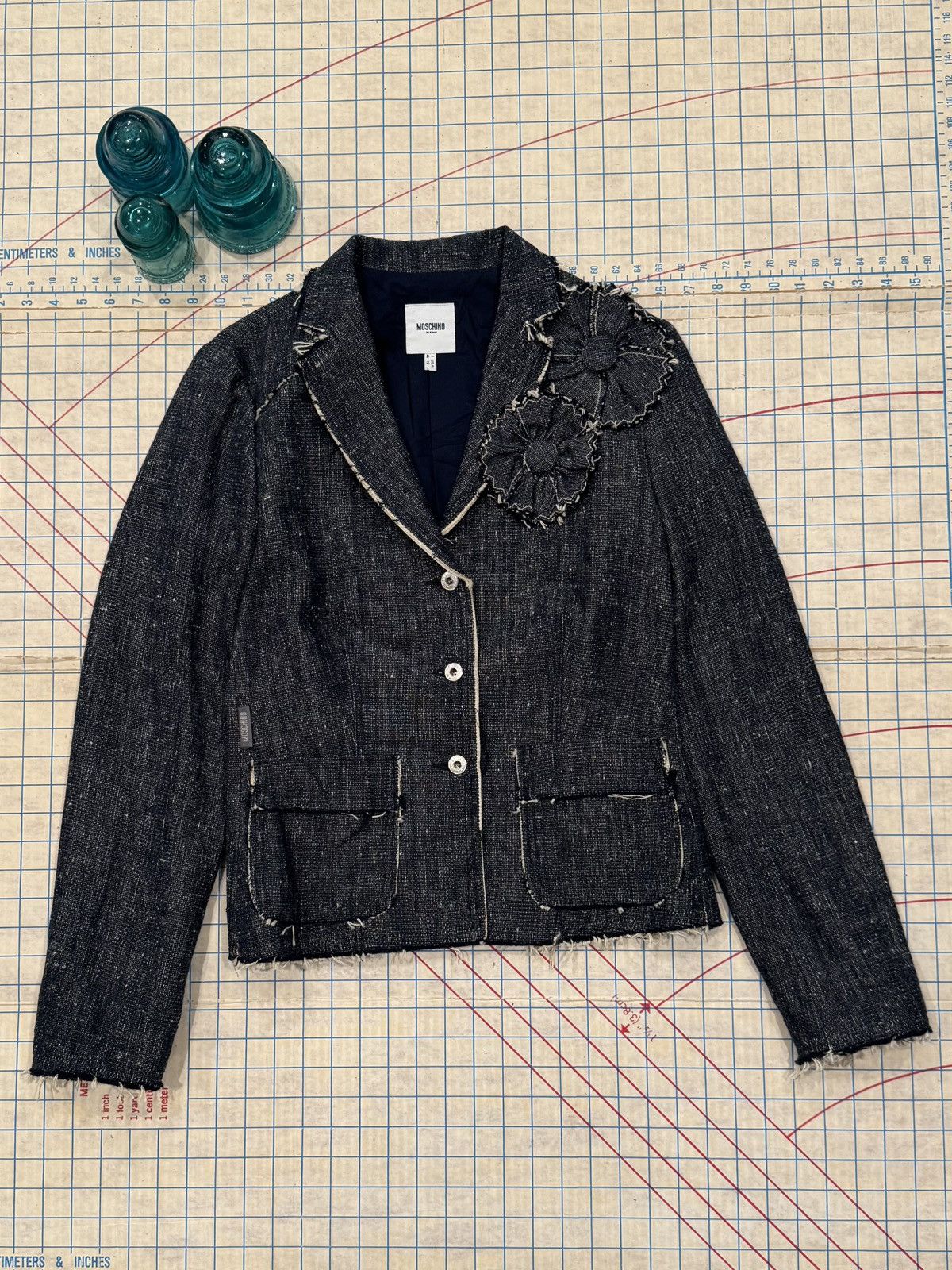 Moschino Moschino Jeans Raw Edge Floral Appliqué Blazer Women’s 12 Size XL / US 12-14 / IT 48-50 - 1 Thumbnail