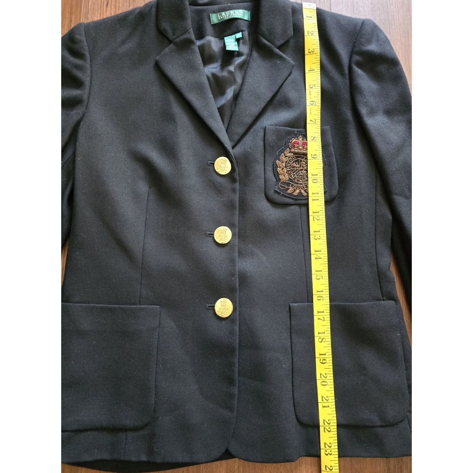 Ralph Lauren Ralph Lauren Blazer Womens Black 6P Business Wool Coat Beaded Patch Lined Button Down Size M / US 6-8 / IT 42-44 - 3 Thumbnail