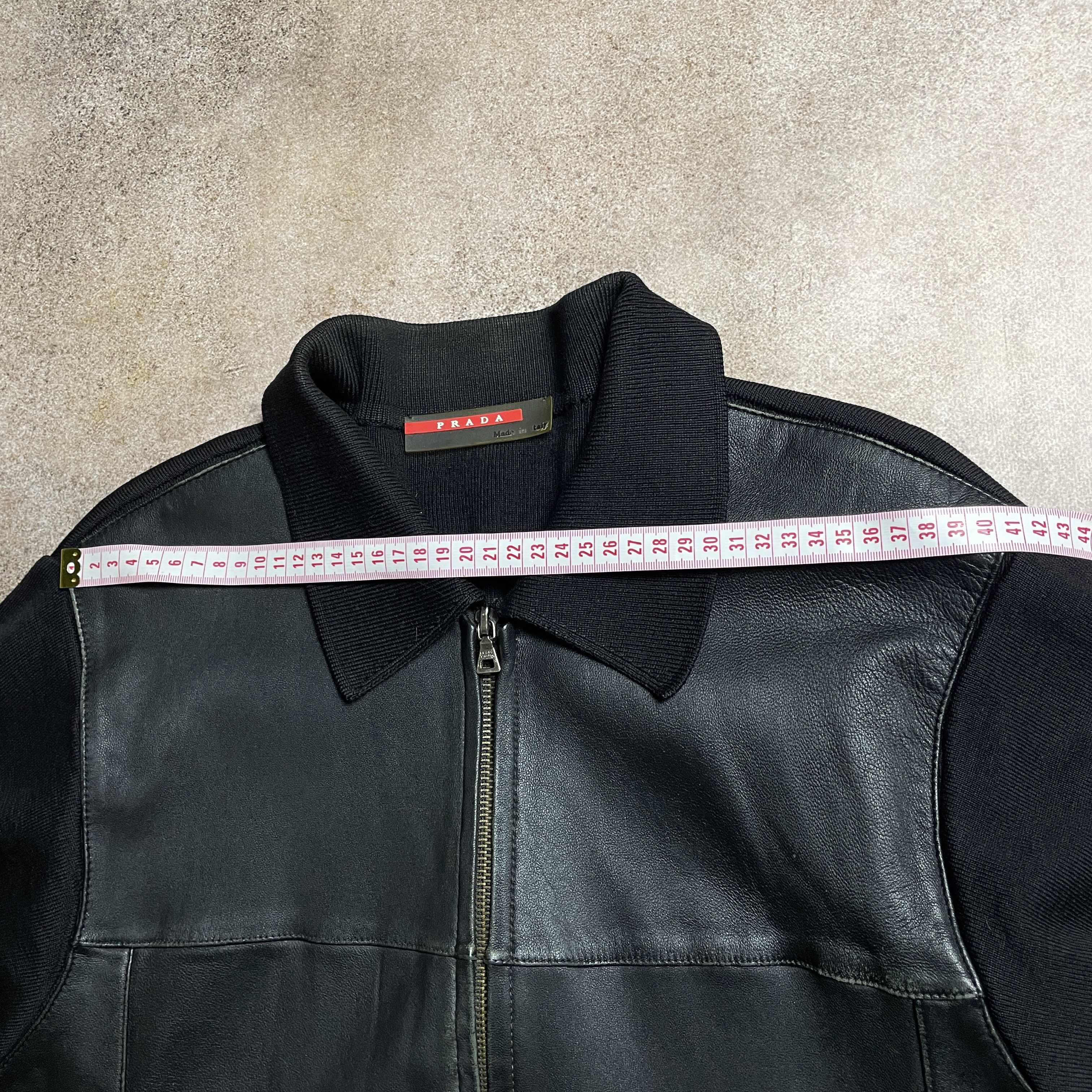 Prada 🚩 PRADA Red Tab Vintage 90s Leather Jacket Black Men Bomber Size US L / EU 52-54 / 3 - 16 Thumbnail