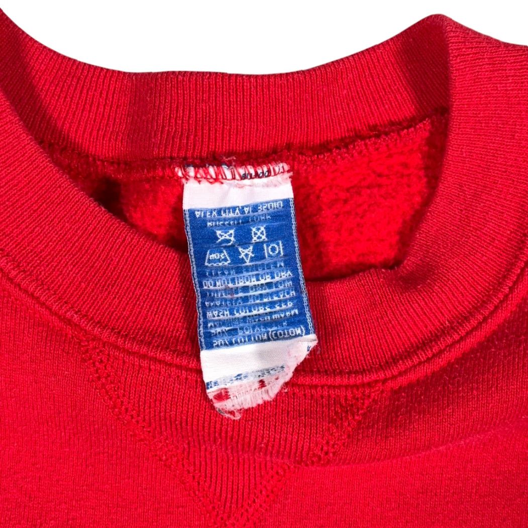 Russell Athletic VINTAGE Russell Athletic Red Crew Neck Pullover Sweater Mens Medium USA 90s School Trojets Embroidered Graphic Print Retro Cotton Blend Size US M / EU 48-50 / 2 - 5 Thumbnail
