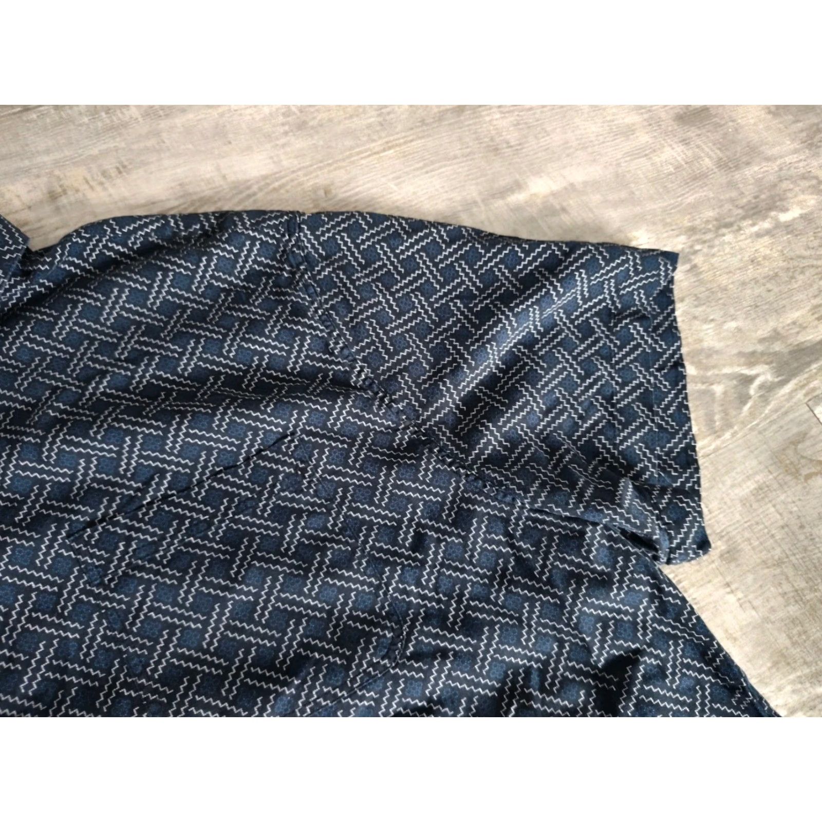 Nat Nast Nat Nast Button-Up Shirt Mens 2XL Blue Geometric Silk Blend Short Sleeve Casual Nautical Size US XXL / EU 58 / 5 - 5 Thumbnail