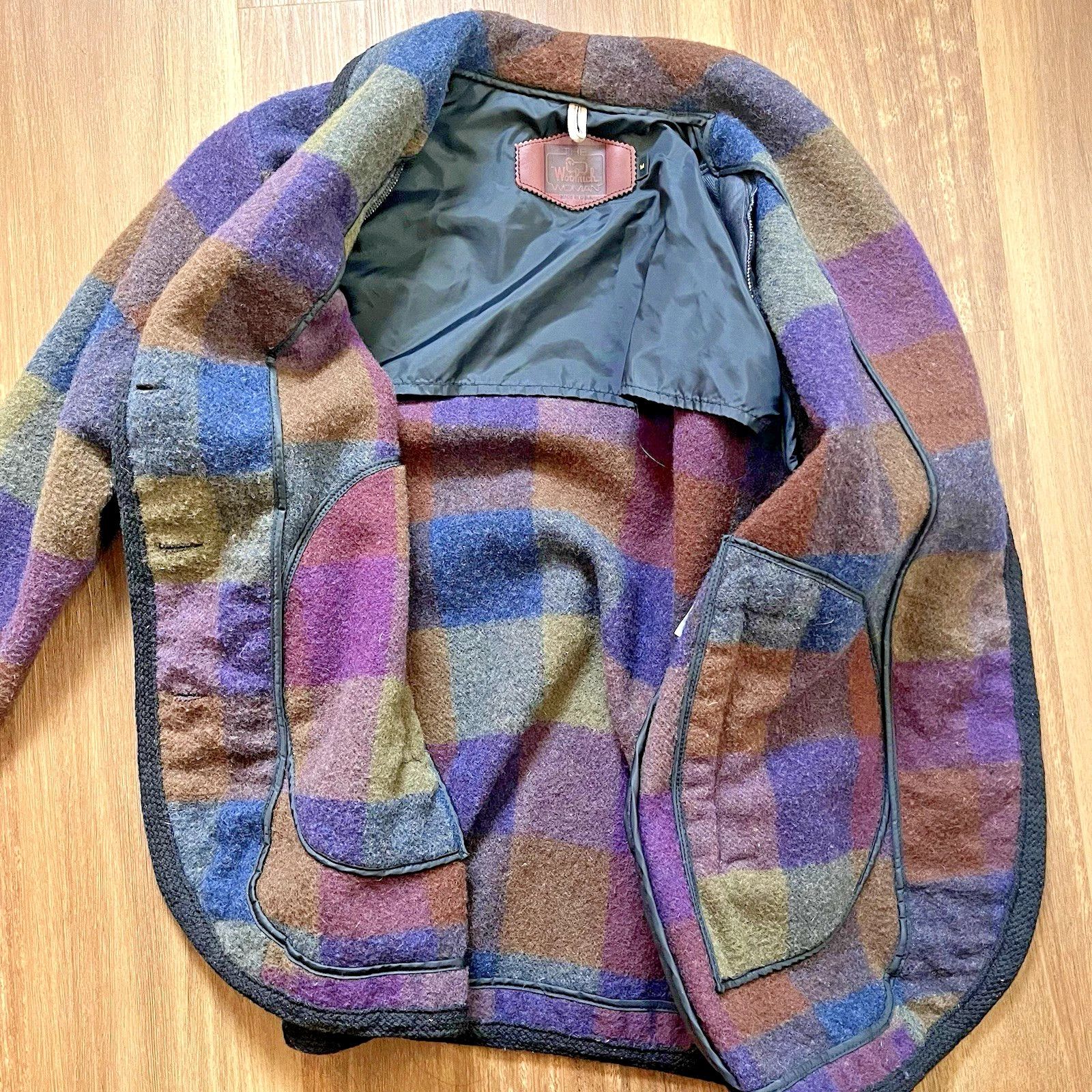 Woolrich Woolen Mills Rare ColorBlock USA Blanket Coat Brown Purple Blue Burgundy Size M / US 6-8 / IT 42-44 - 5 Thumbnail