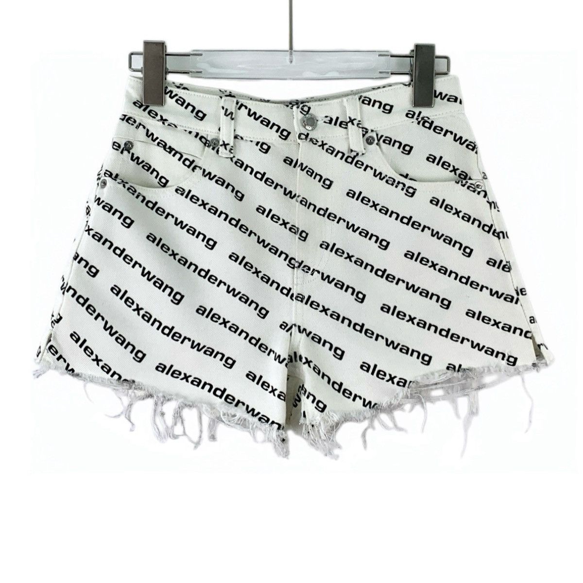 Alexander Wang Alexander Wang All Over Logo Printed Denim Shorts K26WX Size 25" / US 0 / IT 36 - 1 Thumbnail