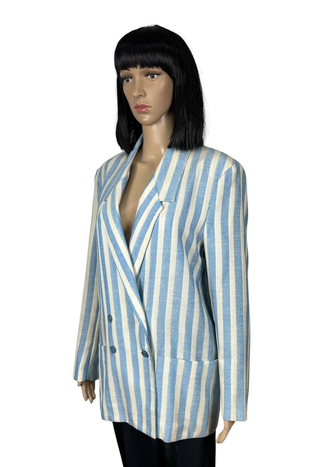 Ganni Ganni Striped Double-Breasted Linen-Cotton Blazer size M Size M / US 6-8 / IT 42-44 - 6 Thumbnail