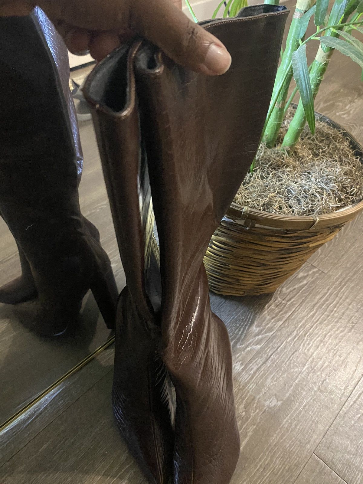 Fashion Nova Boohoo Size 11 Brown Faux Leather Knee High Size US 11 / IT 41 - 3 Thumbnail