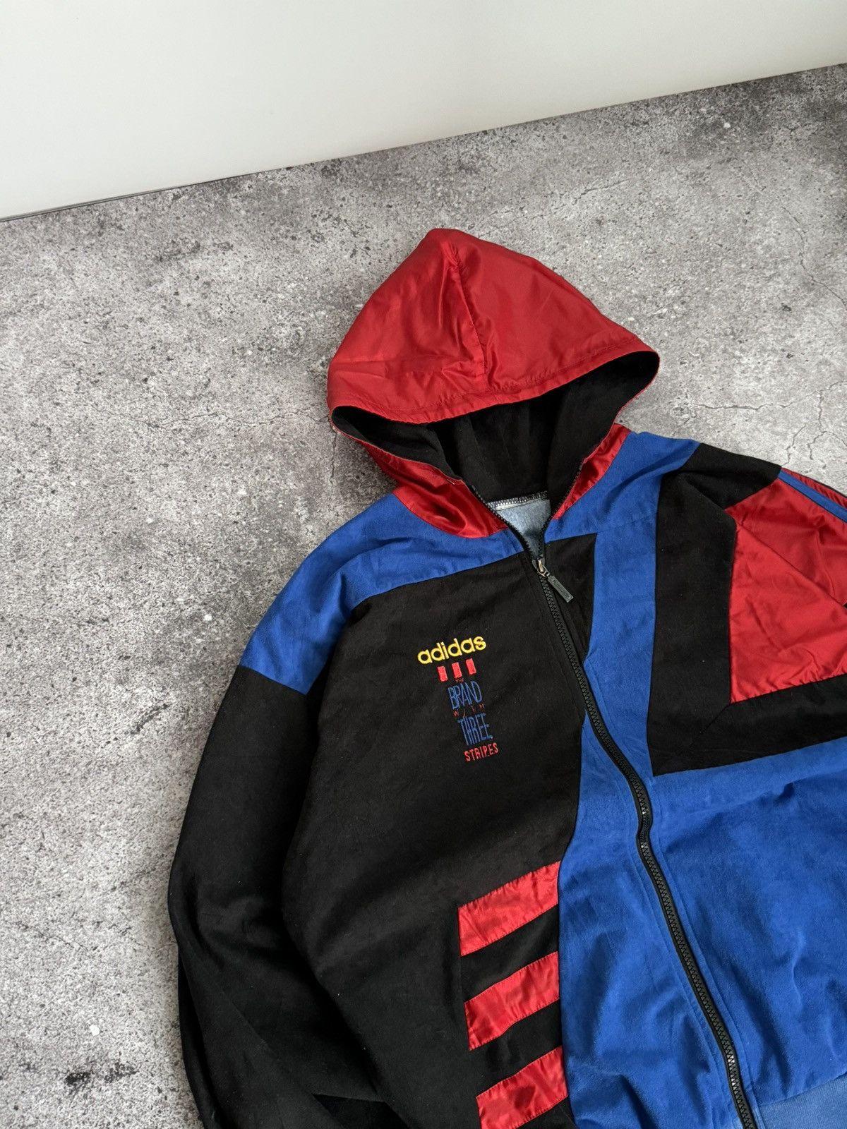 Adidas × Vintage Vintage adidas Velour felt track light hoodie Size US M / EU 48-50 / 2 - 4 Thumbnail
