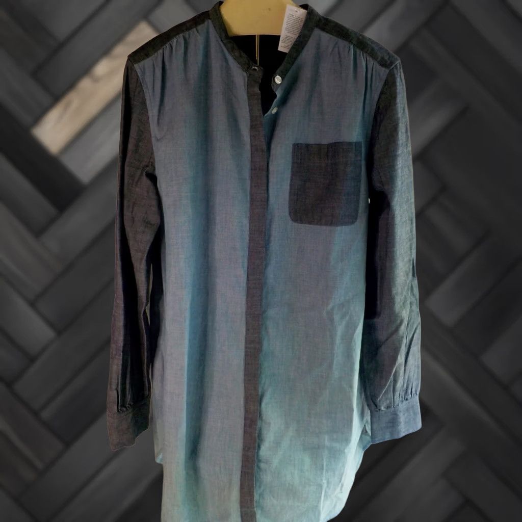 Lands' End LANDS' END Womens 2 Tone Denim Shirt Dress Tunic Blues Cotton SZ L/T 14-16 NWOT Shirt Dress Womens Size L / US 10 / IT 46 - 1 Thumbnail