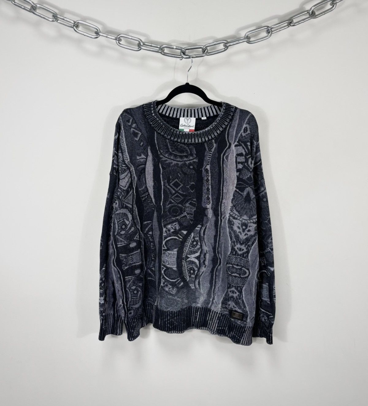 Carlo Colucci Carlo Colucci Men’s 3D Abstract Knit Gray Oversized Sweater Size US XXL / EU 58 / 5 - 1 Thumbnail
