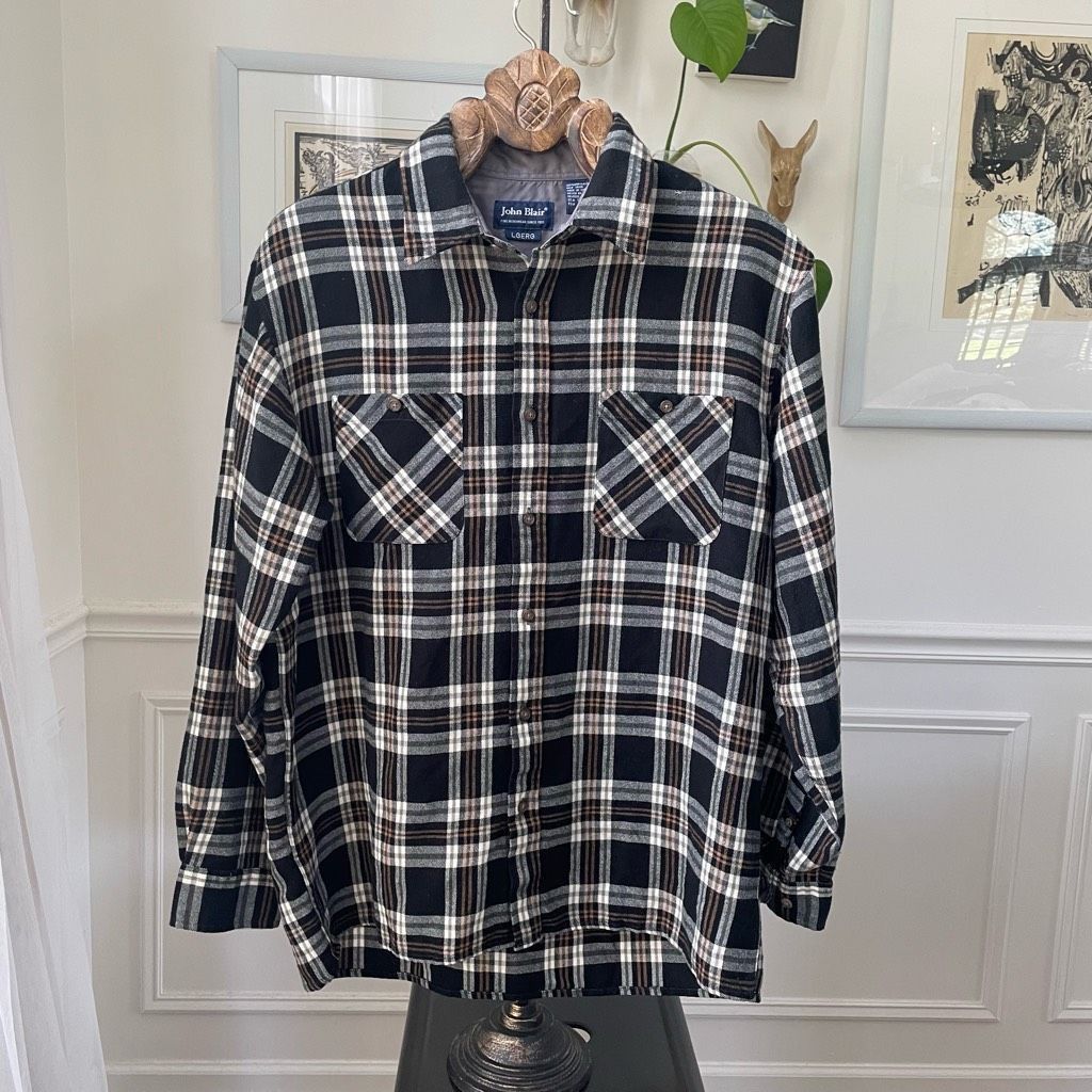 Blair John Blair Black Tan Plaid Button Shirt L Size US L / EU 52-54 / 3 - 1 Thumbnail