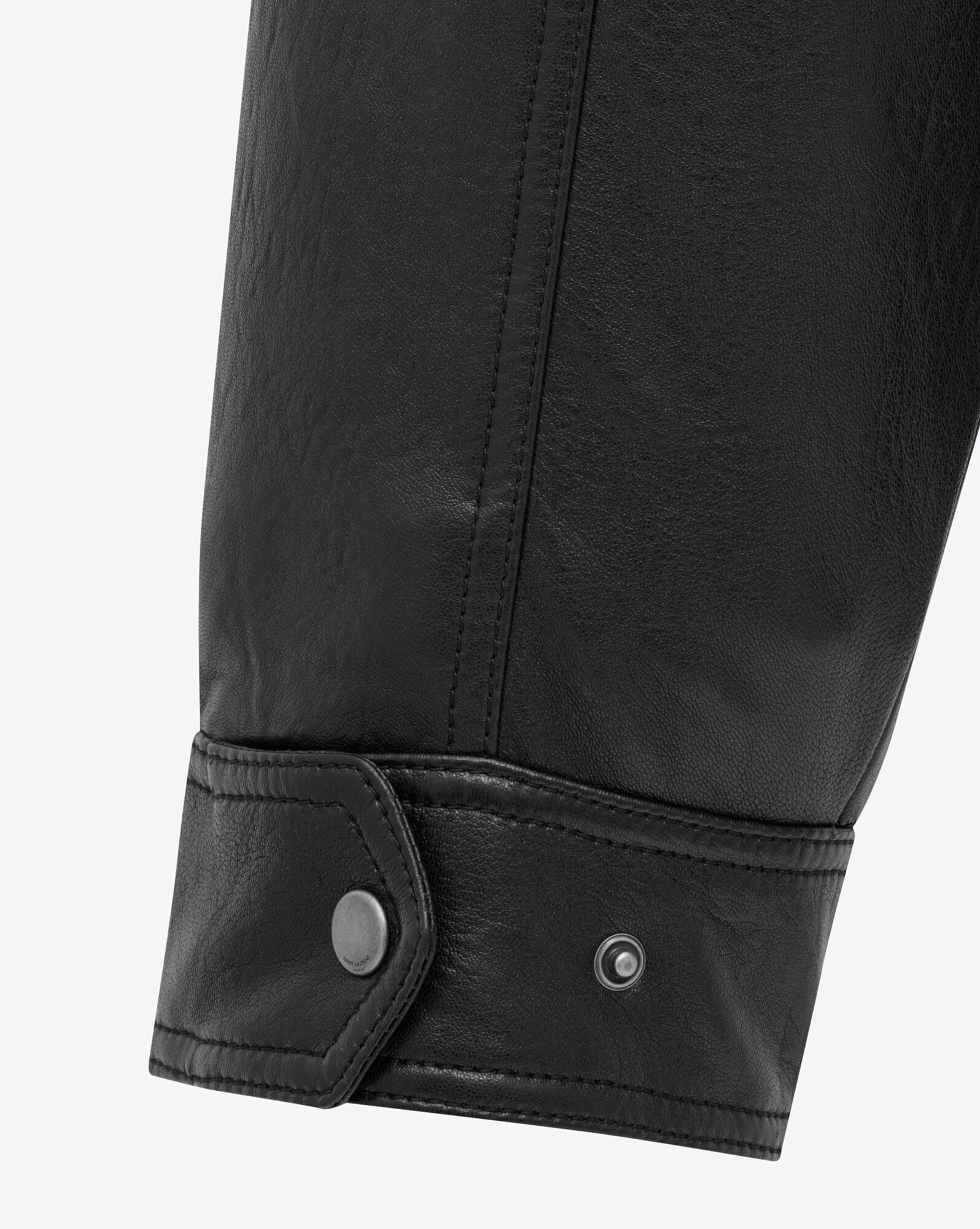 Saint Laurent Paris oc11z1225 798521 Bomber Jacket in Grained Lambskin in Black Size US L / EU 52-54 / 3 - 3 Thumbnail