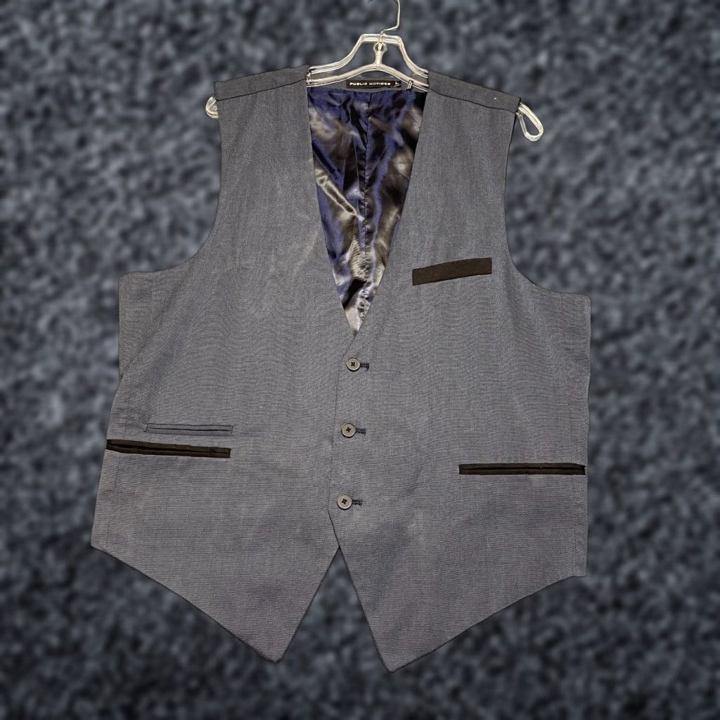 Vintage VINTAGE Public Notices Vest Mens Large Blue Micro Dots Lined Formal Single Breasted Size US L / EU 52-54 / 3 - 1 Thumbnail