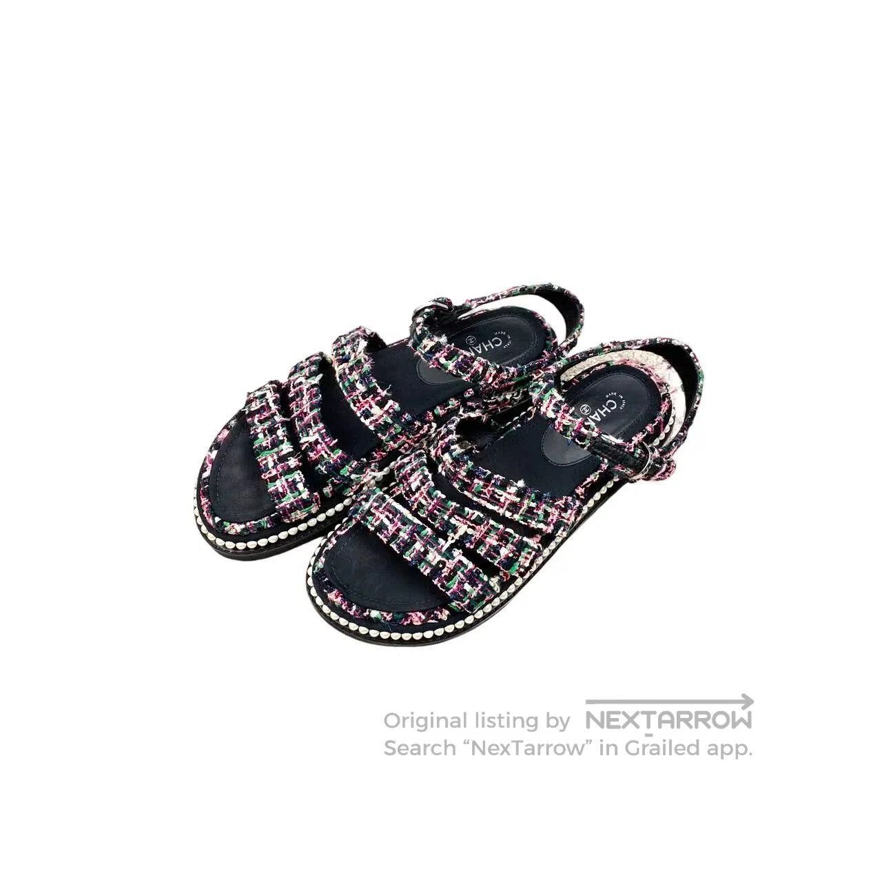 Chanel Chanel Pearl black sandals| Size US 7 / IT 37 - 1 Thumbnail