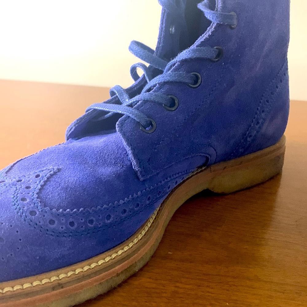 Hugo HUGO-Blue wingtip ankle boot- sz 42-Suede with leather sole Size US 8.5 / EU 41-42 - 5 Thumbnail