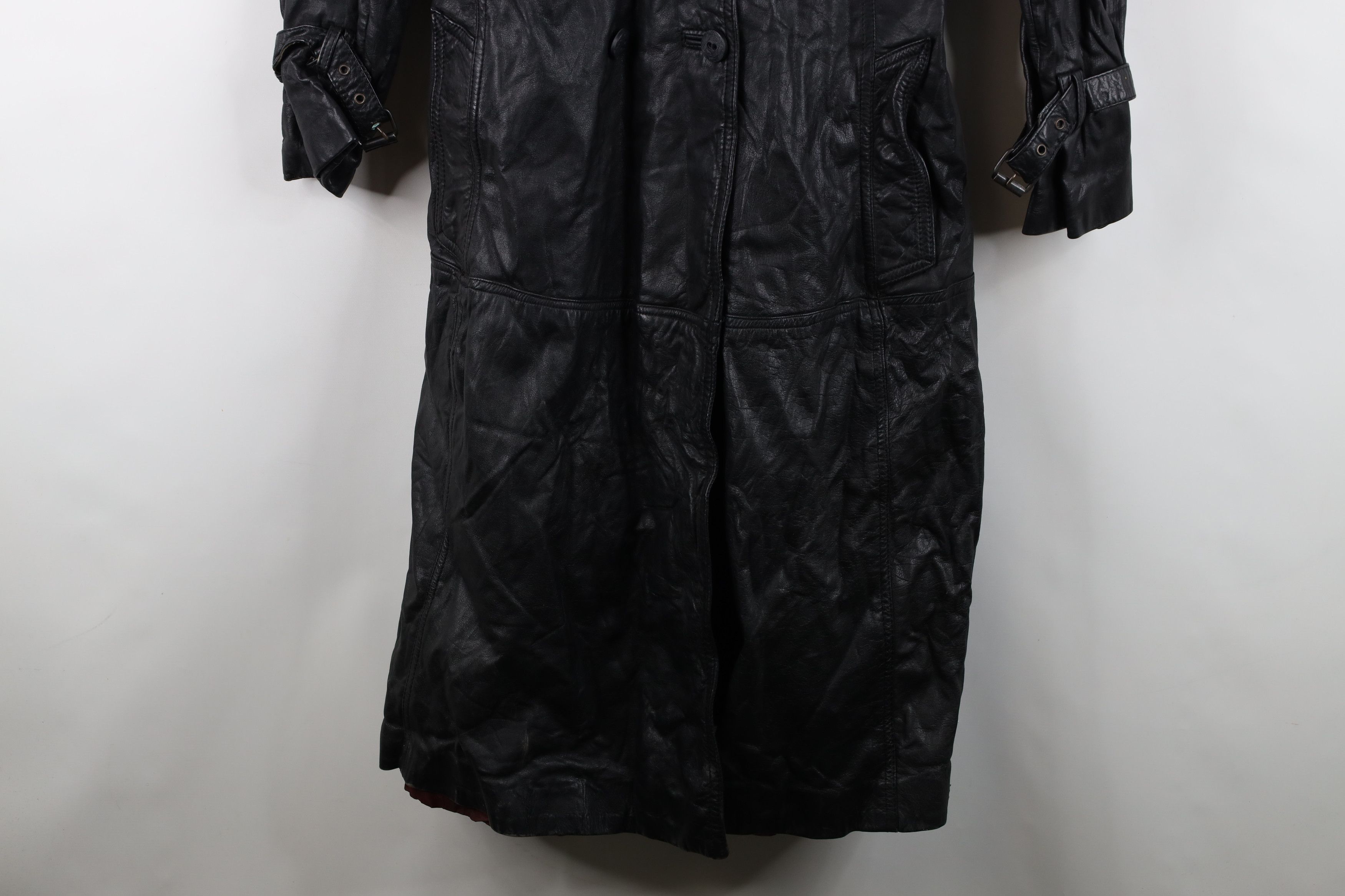 Vintage Vintage 70s Streetwear Goth Leather Trench Coat Jacket Black Size L / US 10 / IT 46 - 3 Thumbnail