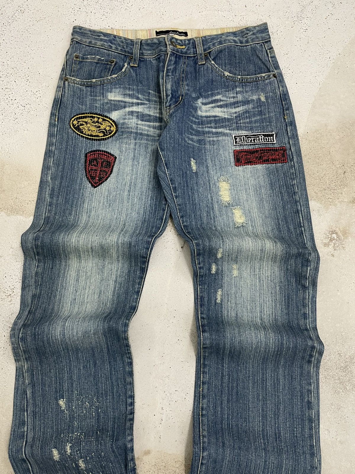 Japanese Brand Japan Armee Francaise Distressed Patchwork Liberation Denim Size US 32 / EU 48 - 5 Thumbnail