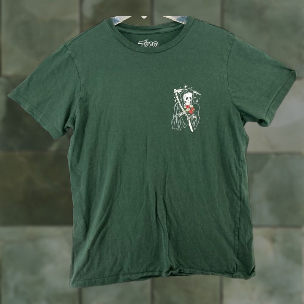 Vintage Taco Tuesday Mens T-Shirt Medium Green Rose Skeleton Graphic Cotton Retro 2020s Size US M / EU 48-50 / 2 - 1 Thumbnail