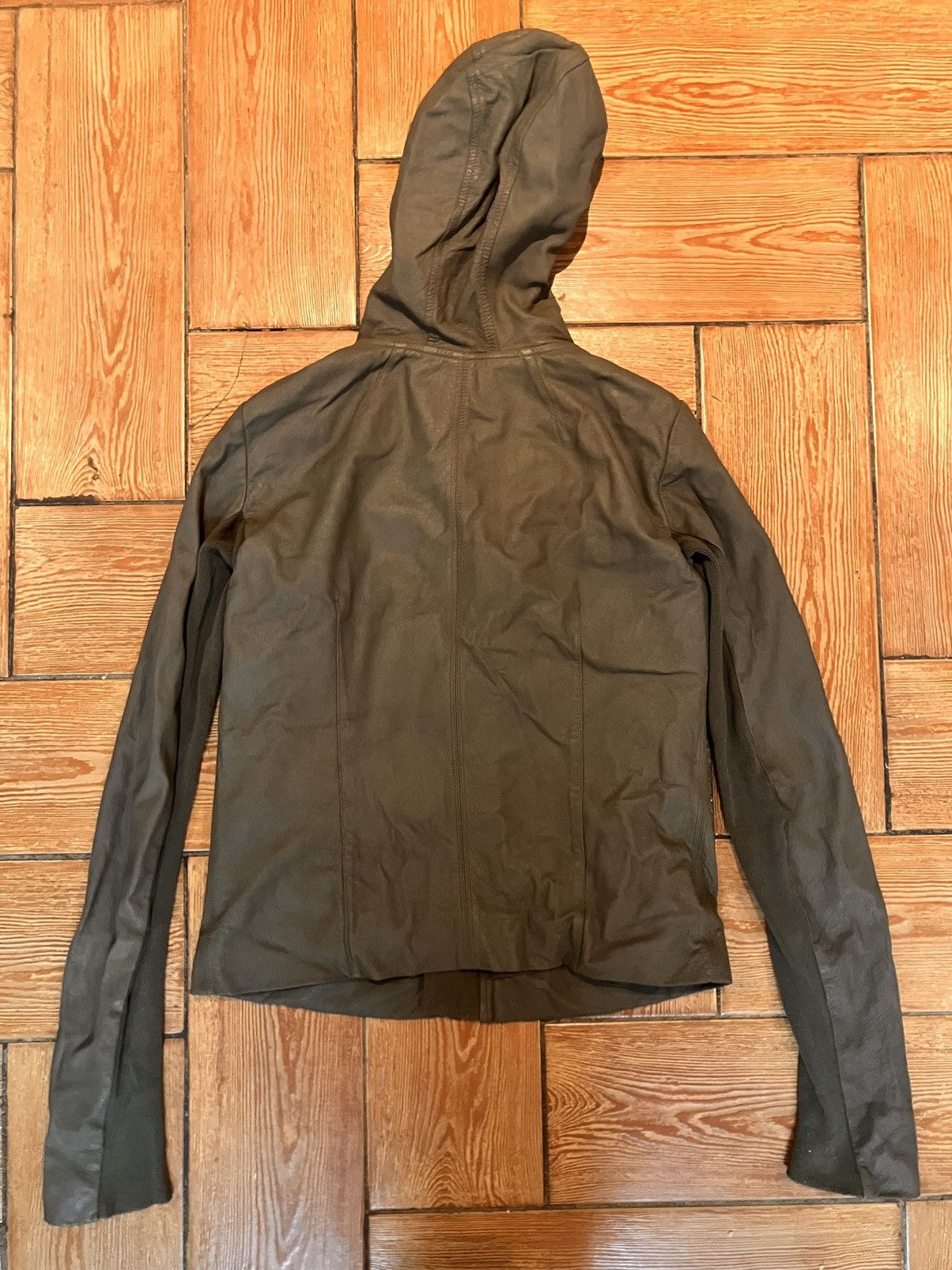 Rick Owens Dust leather Olmar+Mirta hoodie jacket Size US XS / EU 42 / 0 - 5 Thumbnail
