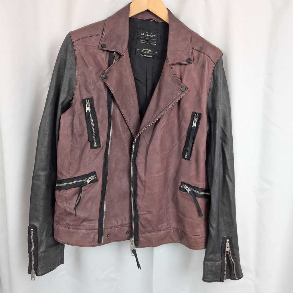 Men's Allsaints Lamb leather Two Tone Moto Jacket Medium