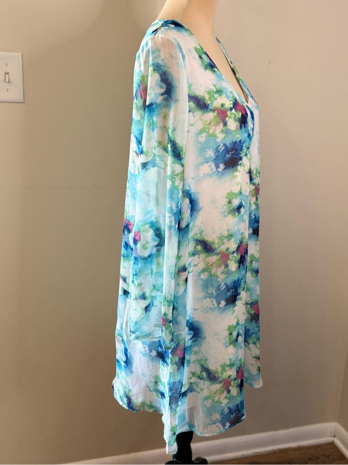 Other Pink Blush boho midi floral shift dress tie dye style SZ M Size M / US 6-8 / IT 42-44 - 2 Thumbnail